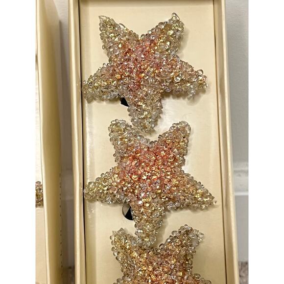 Pier 1 Imports Star Glass Beaded Napkin Rings 8 pcs Set with Box - Picture 3 of 5